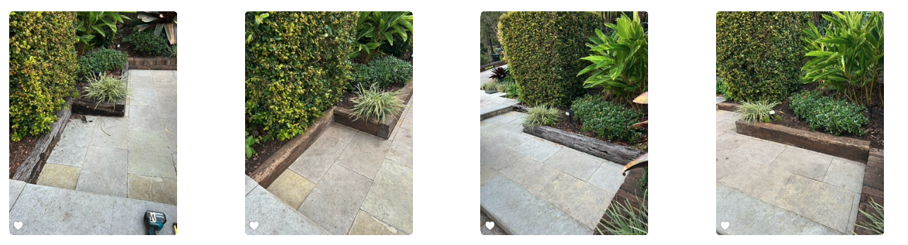 Rotting hardwood garden sleepers replaced with fresh treated timber edging