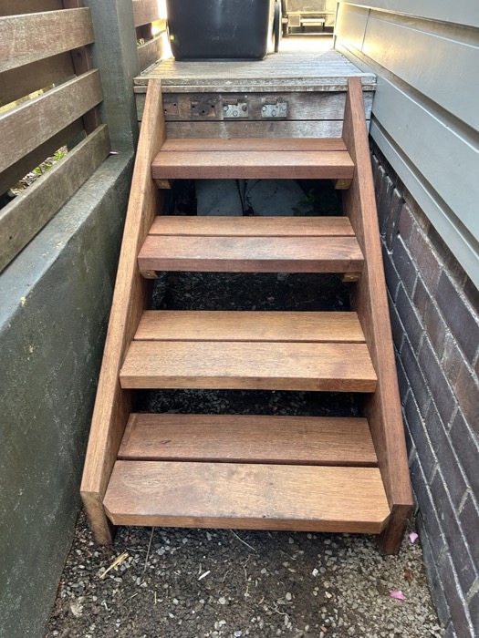 New hardwood staircase — side access steps, Northern Beaches